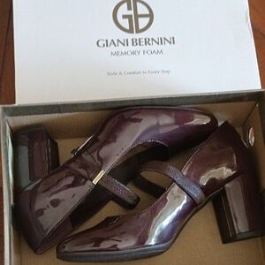Giani Bernini Purple Chunky Heels with Perforated Design